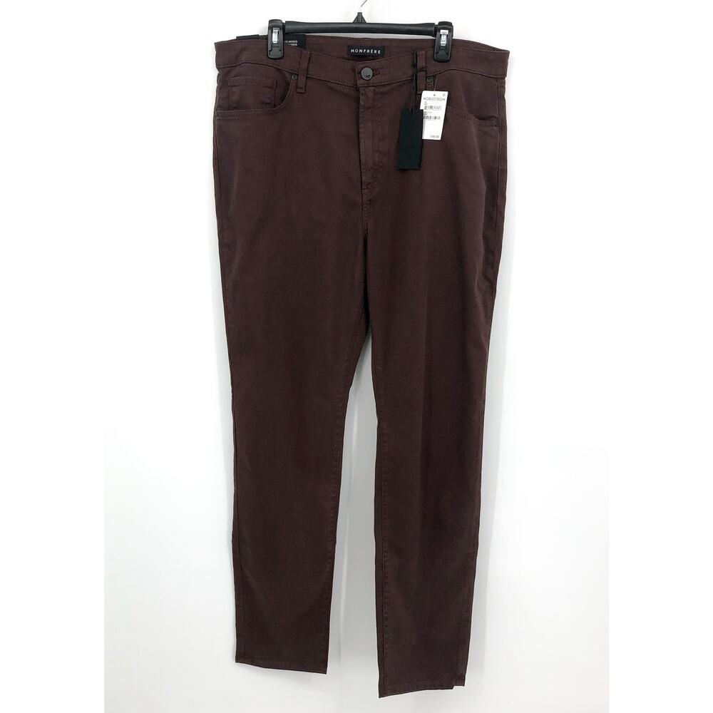 MONFRERE Men's Brando Slim Fit Jeans 40x31 Brown Cafe Straight Parisian Luxe NWT - Picture 2 of 12